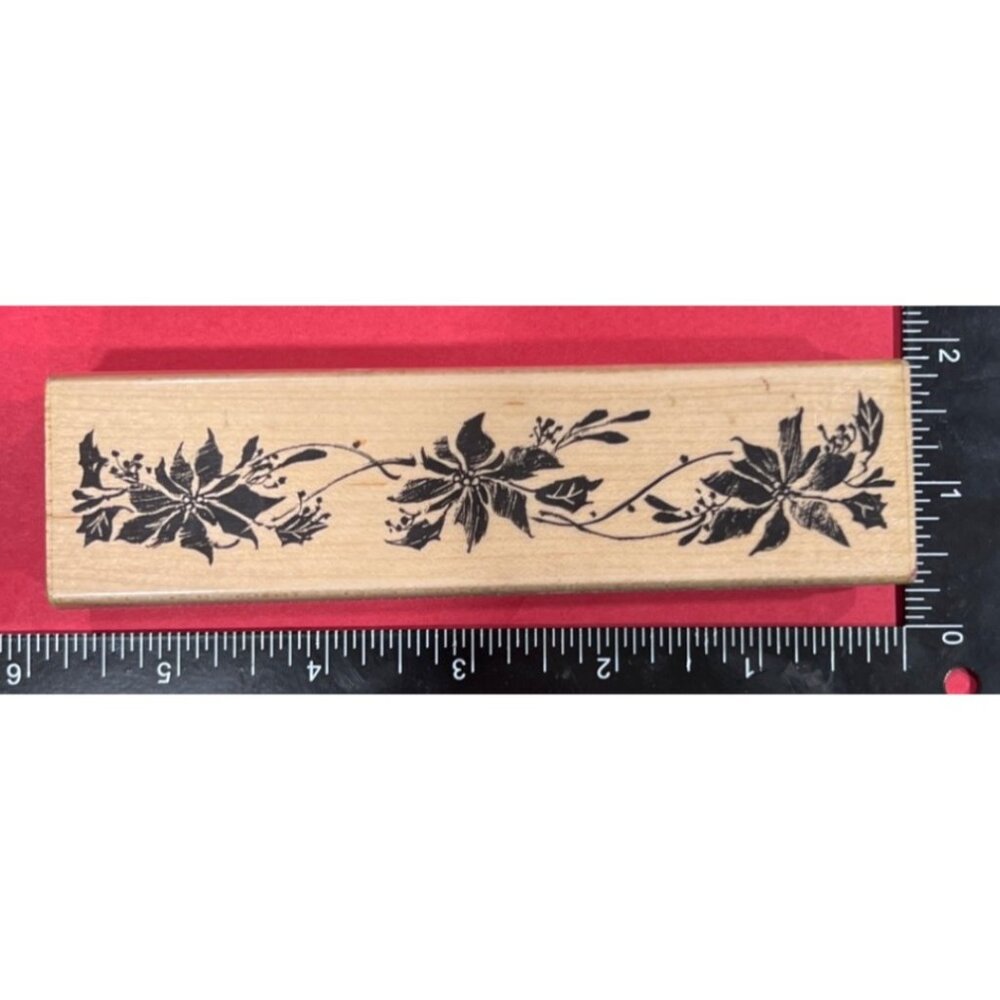 2006 Penny Black 3501K Poinsettia Edge Wood Mounted Rubber Stamp